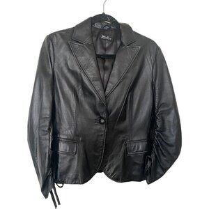 KATHERINE BARCLAY black leather jacket